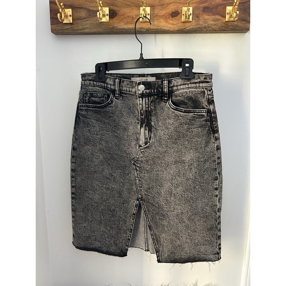 Joe's Jeans Women Washed Gray Distressed Front Slit Mini Denim Skirt Size 29 EUC